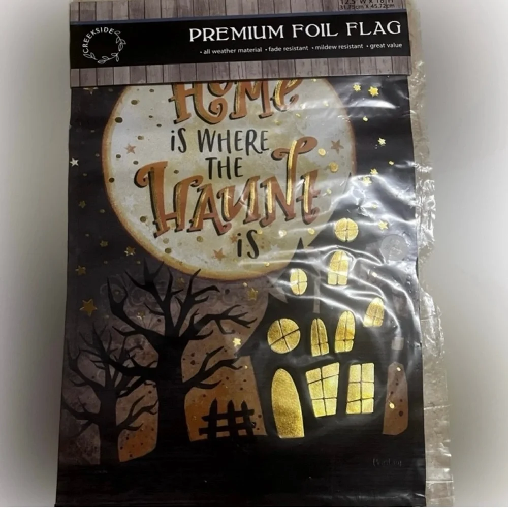 💥NWT Halloween Premium Foil Flags 12.5 x 18 Vertical Double Side Fall Holiday